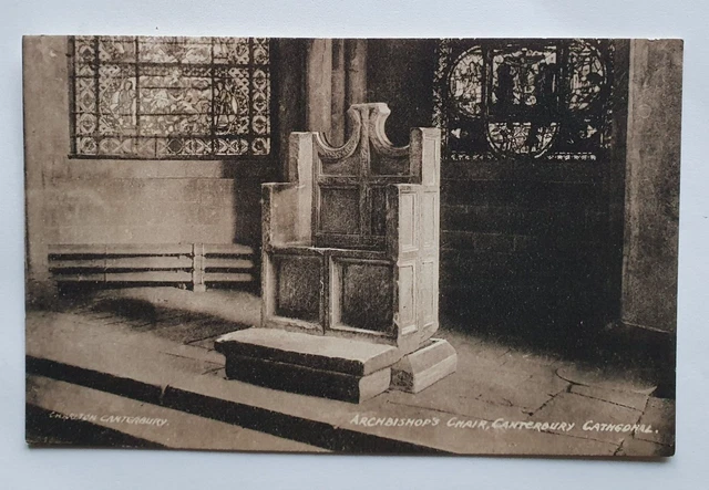 Vintage Unposted B&W Postcard - Archbishops Chair, Canterbury Cathedral  (b)