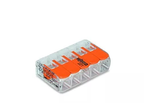 25 Bornes de connexions automatique 5 entrées Fil Souple Rigide Wago réf 221-415 3