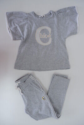 Chloe Girls Tracksuit Set Outfit Age 8 Yrs T Shirt Top Joggers Grey Logo Print