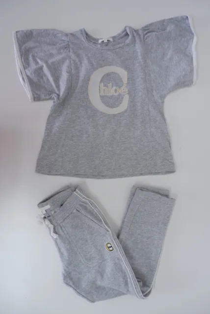 Set tuta ragazza Chloe età 8 anni t-shirt top jogger grigio stampa logo