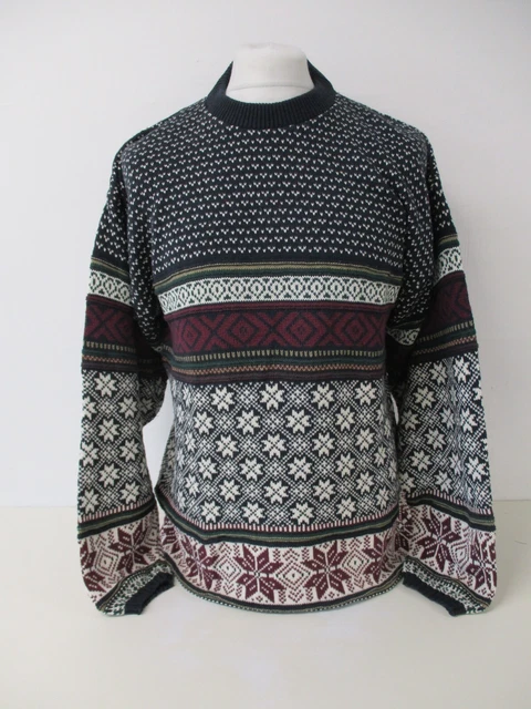 Fairisle Icelandic Sweater, CROFT & BARROW, Navy Blue, Medium, To Fit 42" Chest