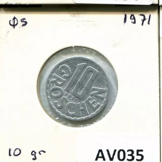 10 GROSCHEN 1971 AUSTRIA Coin #AV035C