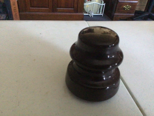 Brown Porcelain Ceramic Insulator 3 1/2" Tall EXCELLENT Antique Vintage