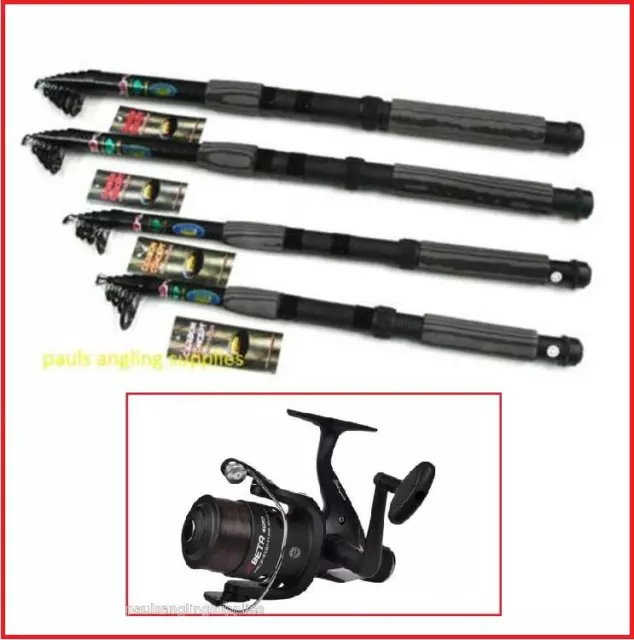 CARBON FISHING Telescopic Travel Rod & Choice of Reel 7ff 8ft ,9ft ,10ft  12ft £28.73 - PicClick UK