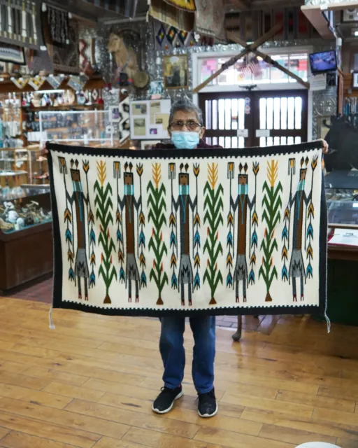 Rena John, Yei’, Pictorial, Navajo Handwoven Rug, 55” x 32”