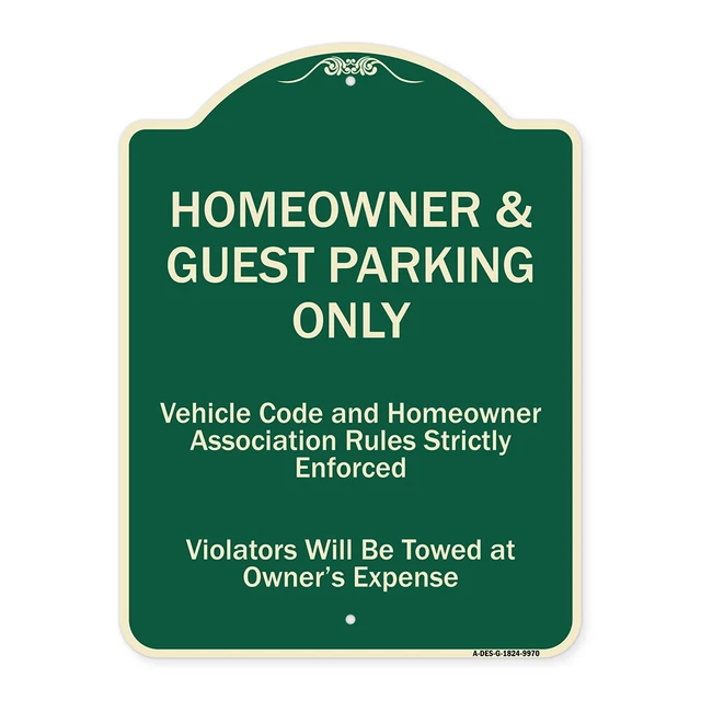 Designer Series - Homeowner & Guest Parking Only Black & Gold Heavy Gauge Metal