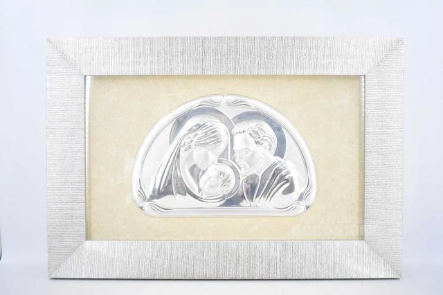 Quadro Icona Sacra Argentata Cornice Color Argento 45 X 67 Cm
