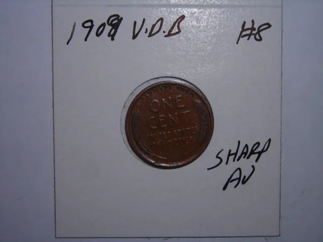 wheat penny 1909 V.D.B AU DETAILS 1909 VDB SEMI-KEY DATE LINCOLN CENT LOT #8