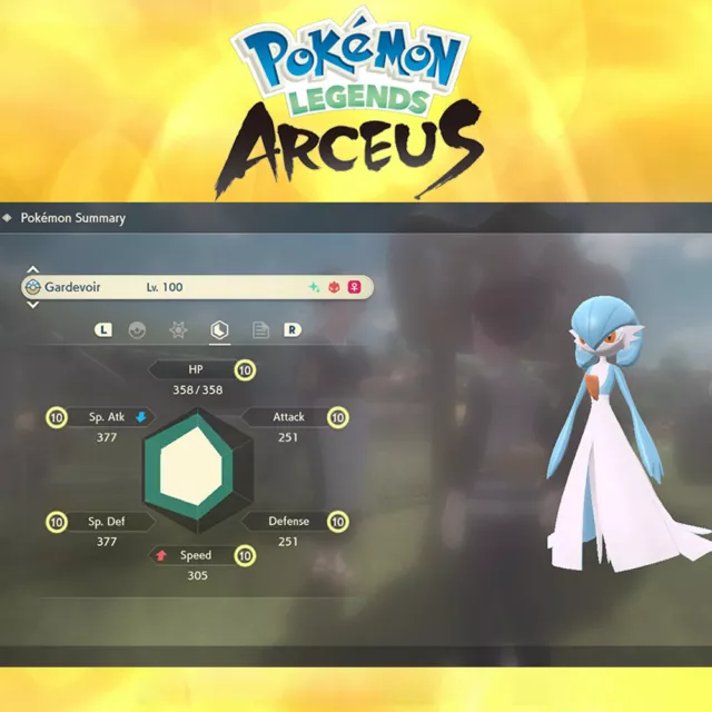 Pokemon Legends Arceus Shiny Alpha Gardevoir Max Effort Levels 6IV-EV  Trained