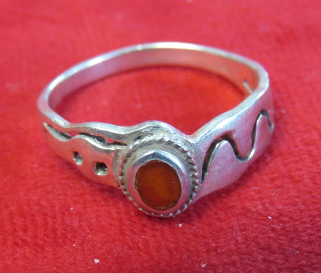 Bague En Argent 925 Avec Fleur D'agate Orange Et Corail Rose - Taille 14, Neuf Avec étiquettes