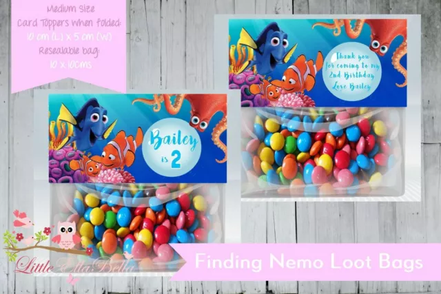 Personalised Birthday Lolly/Loot Bag & Topper - Finding Nemo Dory Fish Shark