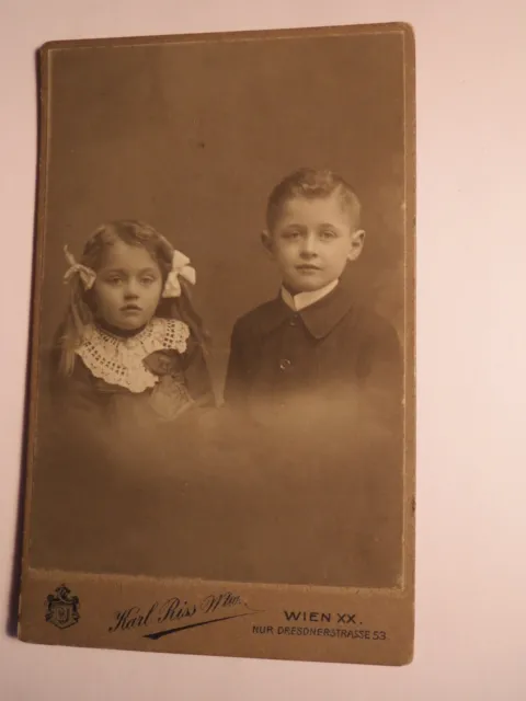 Wien - 1914 - 2 kleine Kinder - Junge & Mädchen - Portrait / CDV
