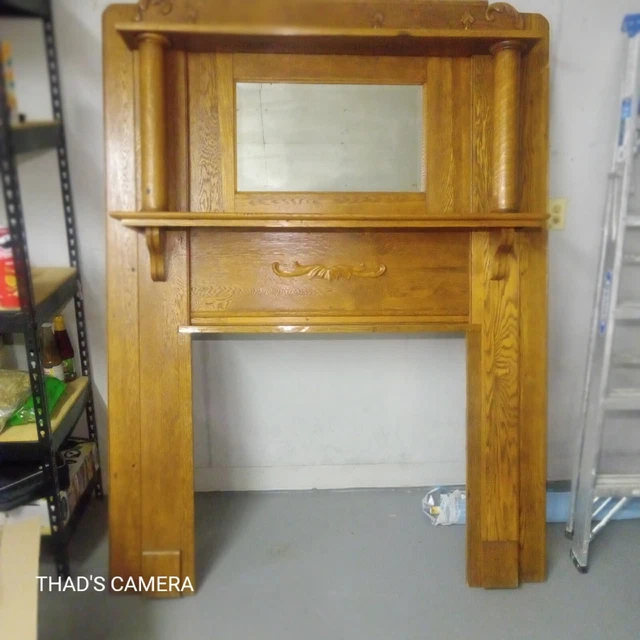 Antique Victorian American Oak Fireplace Mantle