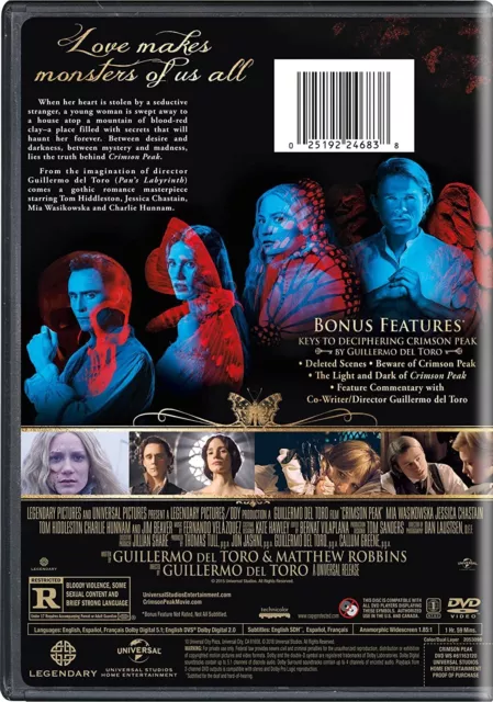 Crimson Peak (DVD) Mia Wasikowska Jessica Chastain Tom Hiddleston Charlie Hunnam 2