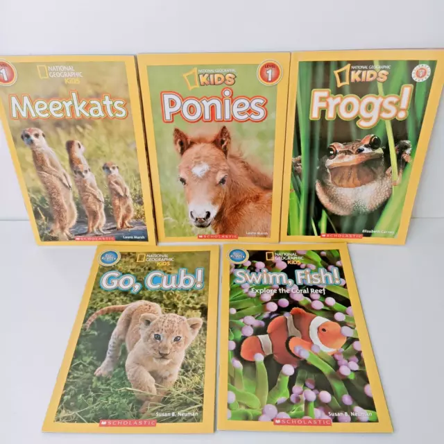 National Geographic Kids Pre-Reader Books Scholastic Fish Cub Frogs Meerkats
