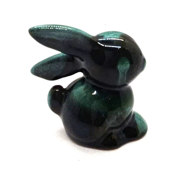 Vintage Niagra Falls Blue Mountain Keramik Hase Kaninchen Figur Tropfglasur