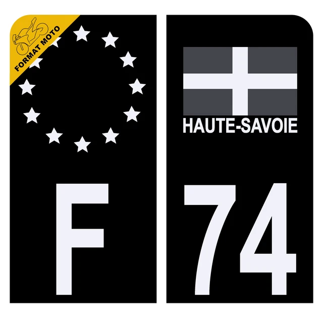 Aufkleber Für Motorrad-Kennzeichen – Moto 73 Mit Kreuz Von Savoyen (2 Stück, 60 X 30 Mm)