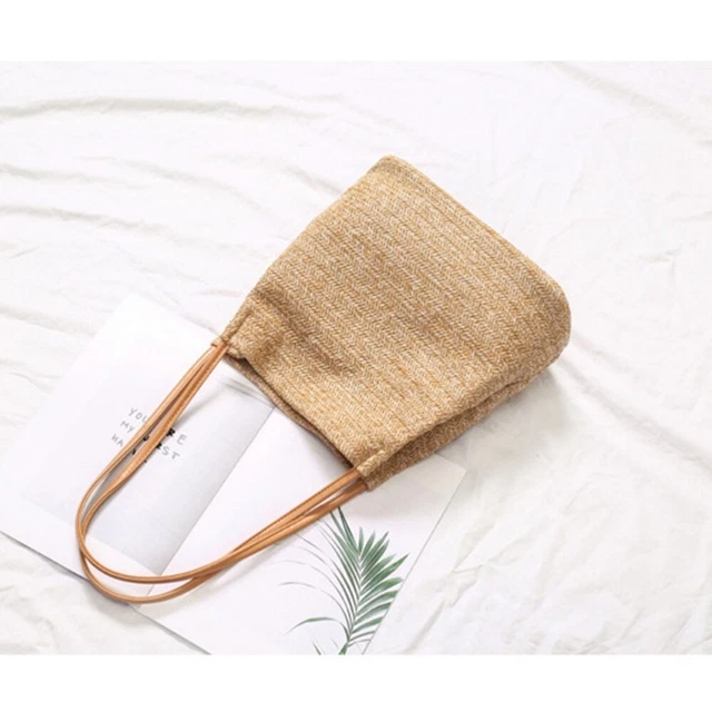 Knitted Shoulder Bag Straw Bag Bucket Bag Woven Beach Bag Beach Bag Women Simple 3
