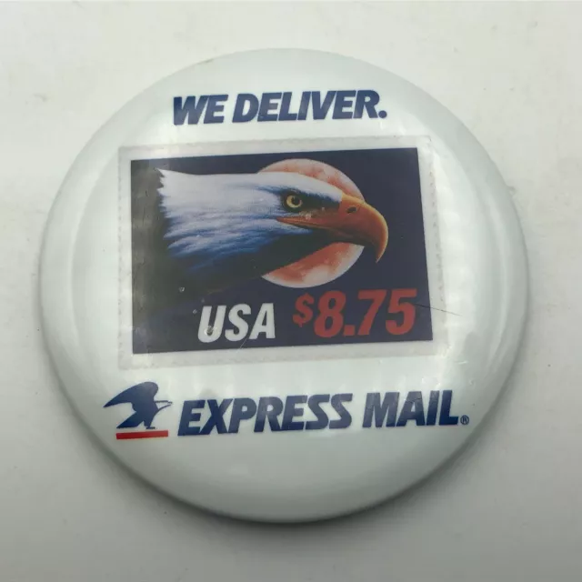 VINTAGE USPS WE Deliver 8.75 Express mail Employee Badge Button