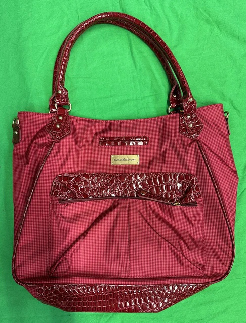 Samantha Brown~Croc Embossed & Fabric~Travel Tote/Purse~Red