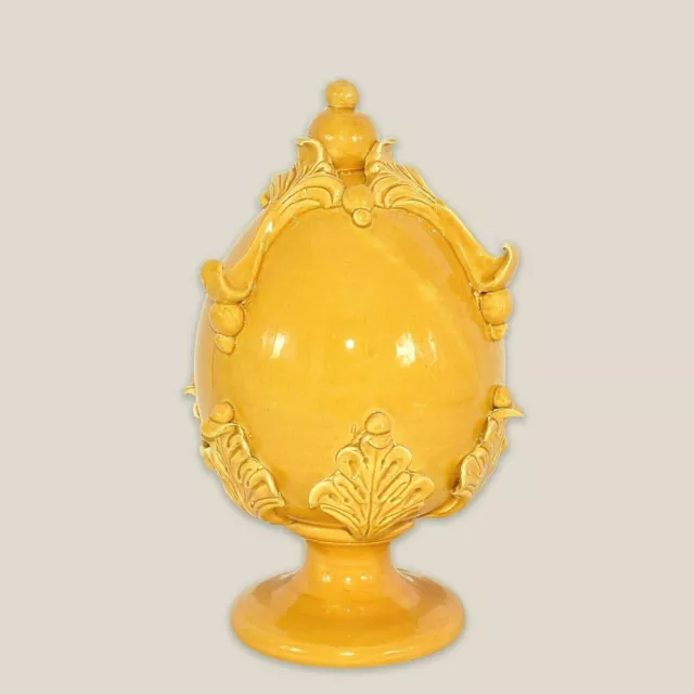 Huevo De Pascua de Cerámica italiana Huevos En Pie Ornamento Decorativo Amarillo