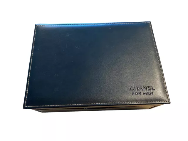 CHANEL FOR MEN Black Faux Leather Valet Jewelry Box W/ Velvet