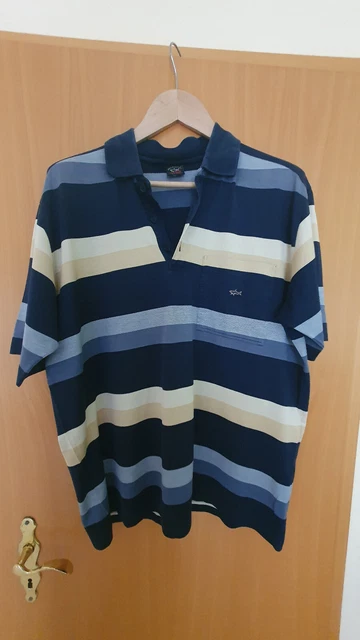 Paul & Shark Poloshirt blau braun Blockstreifen Größe XL