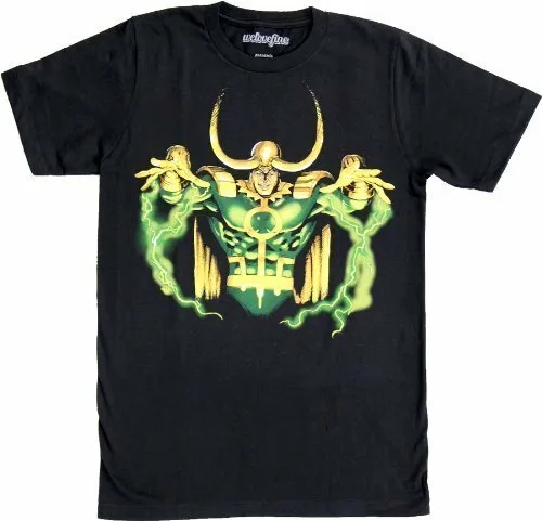 Marvel Comics Loki God of Mischief Hands Up Adult Black T-Shirt