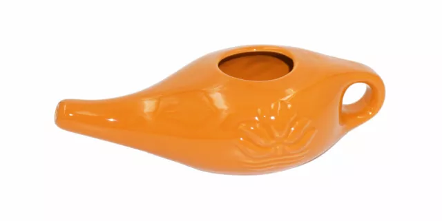 Neti Pot Nasenreinigungskanne, Nasenkännchen, aus Keramik, 250 ml, Orange, vfg