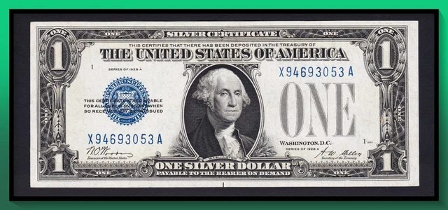 Fr. 1601 1928A $1 Silver Certificate *FUNNY BACK* AU