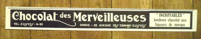 PUBLICITE  CHOCOLAT DES MERVEILLES LIQUEUR   advertising 1924