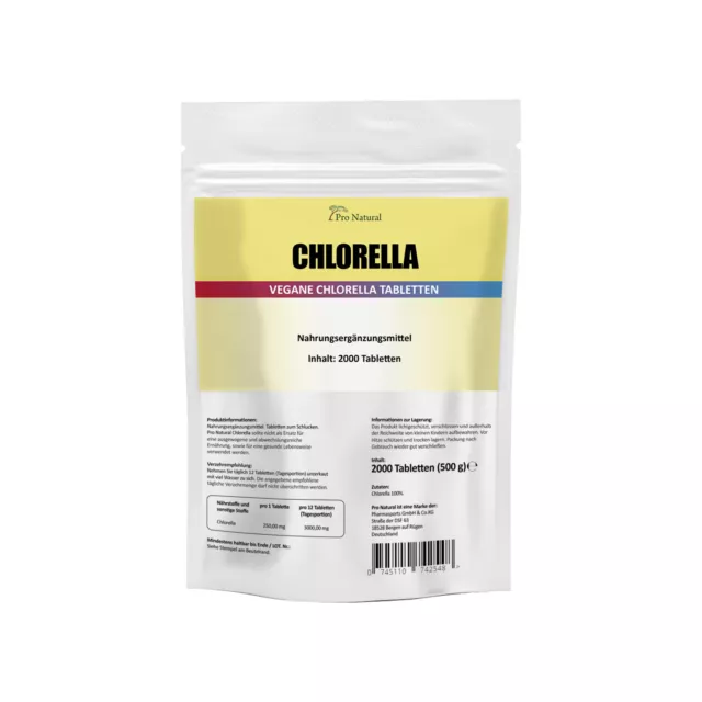 Chlorella Algen - 2000 Presslinge Tabletten  - 100% rein & vegan - Superfood