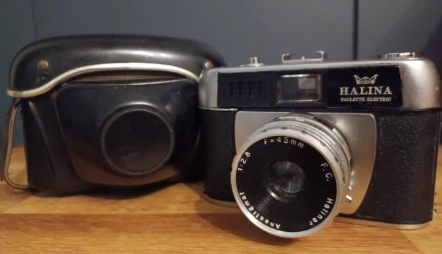 Vintage Halina Paulette Electric 35mm Film Camera With Original Case - Untested