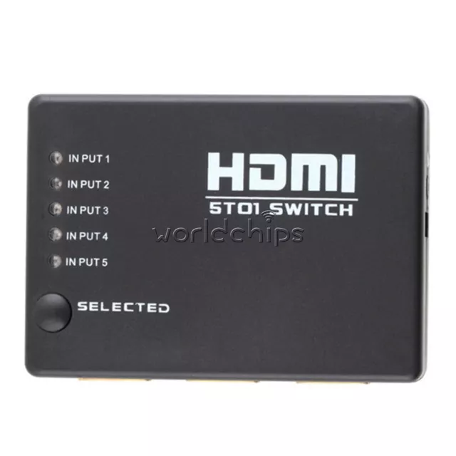 3/5Port 1080P Video HDMI Switch Switcher Splitter for HDTV DVD PS3 IR Remote 3