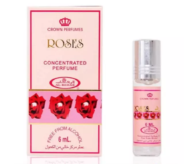CROWN Al-Rehab ROSES Attar 6ml Parfum longue durée sans alcool roll on F/S 3