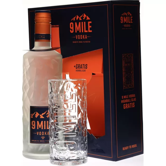 9 Mile Vodka + Highball Glas 0,7 Liter 37,5 % Vol.