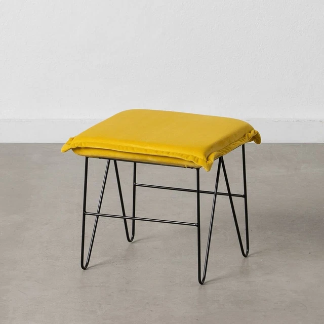Puff Tessuti Sintetici Metallo Giallo 40x40x35 cm