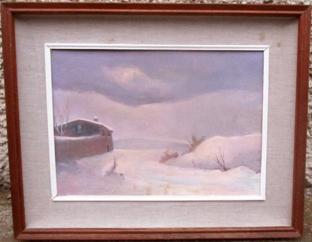 Gio Di Batte - Nevicata 1967 - Paesaggio Campagna - Vecchio Quadro Dipinto Olio