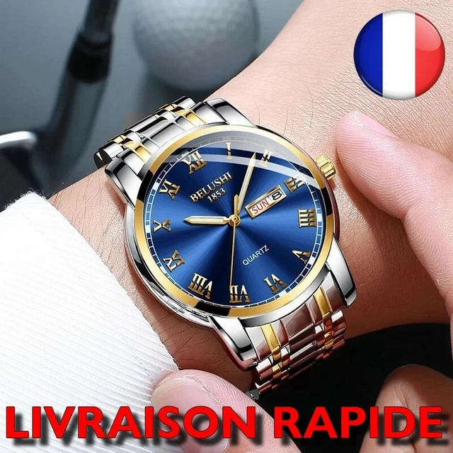 Montre Homme Acier Inox S&T Design - Grands Chiffres - Étanche 3ATM - Boîte 42mm