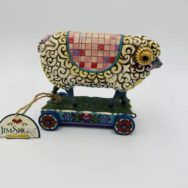 Jim Shore Wooly Ram Figurine Wheels Sheep Heartwood Creek Home Decor 2