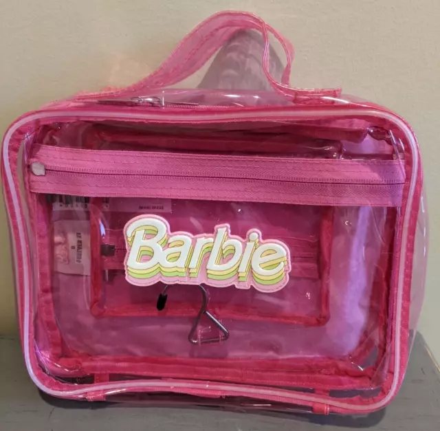 Barbie X Forever 21 Mattel Clear Pink Makeup Jewelry Hanging Bag Organizer NWOT