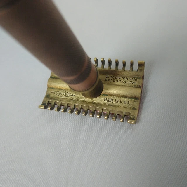 Vtg 1930's Gillette Somerset Open Comb 3 Piece DE Safety Razor w 10 New Blades 2