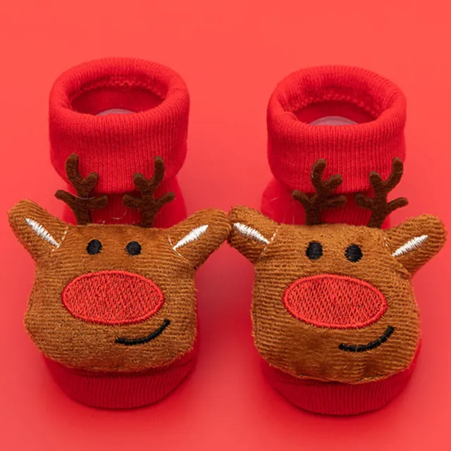 Pantofole antiscivolo bambini bambina ragazzi bambini calze natalizie scarpe inverno calde 6