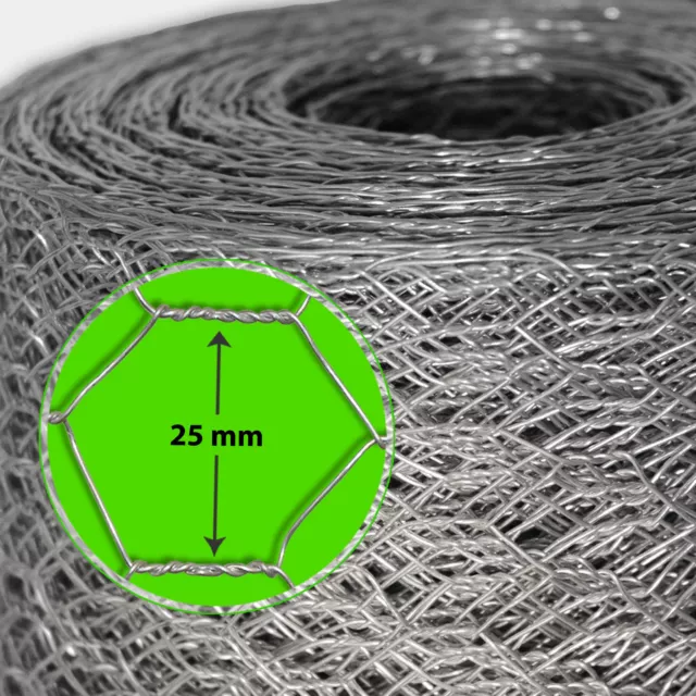 Kaninchendraht Hasengitter Drahtgitter Drahtzaun 6Eck verzinkt 25mm Maschenweite