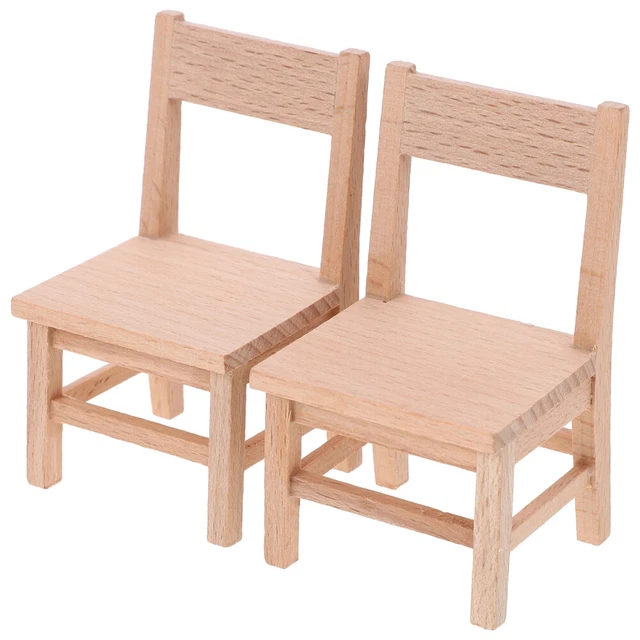 2 Pcs Realistic Miniature Furniture Doll House Play Wooden Model