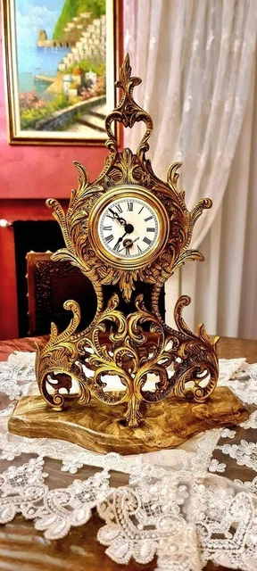 Antico orologio parigina a corda funzionante con base in marmo