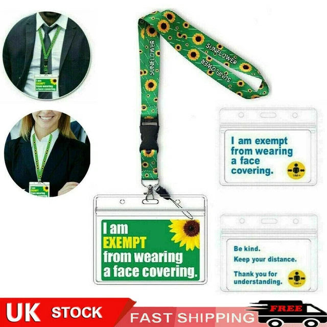 FACE COVERING EXEMPTION Hidden Disabilities PVC Card Sunflower Lanyard face-covering-exemption-hidden-disabilities-pvc-card-sunflower-lanyard