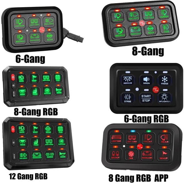 6/8/12GANG SCHALTER PANEL Kit 12V/24V Ein/Aus LED Auto Schalttafel ...
