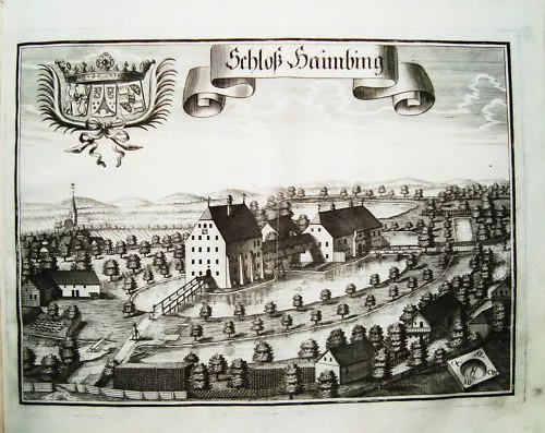 Schloß Haiming  Altötting echter alter   Wening  Kupferstich 1721