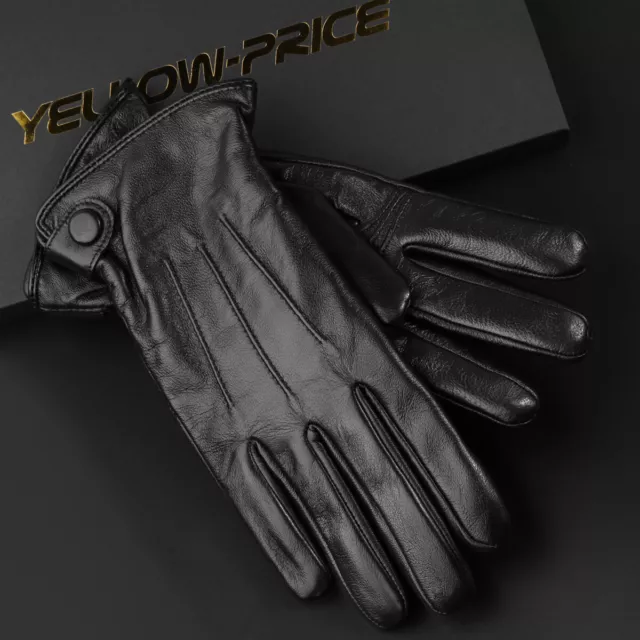 Driving Gloves - Sheep Skin Leather, Warm Soft Cashmere Lined for Men Husband